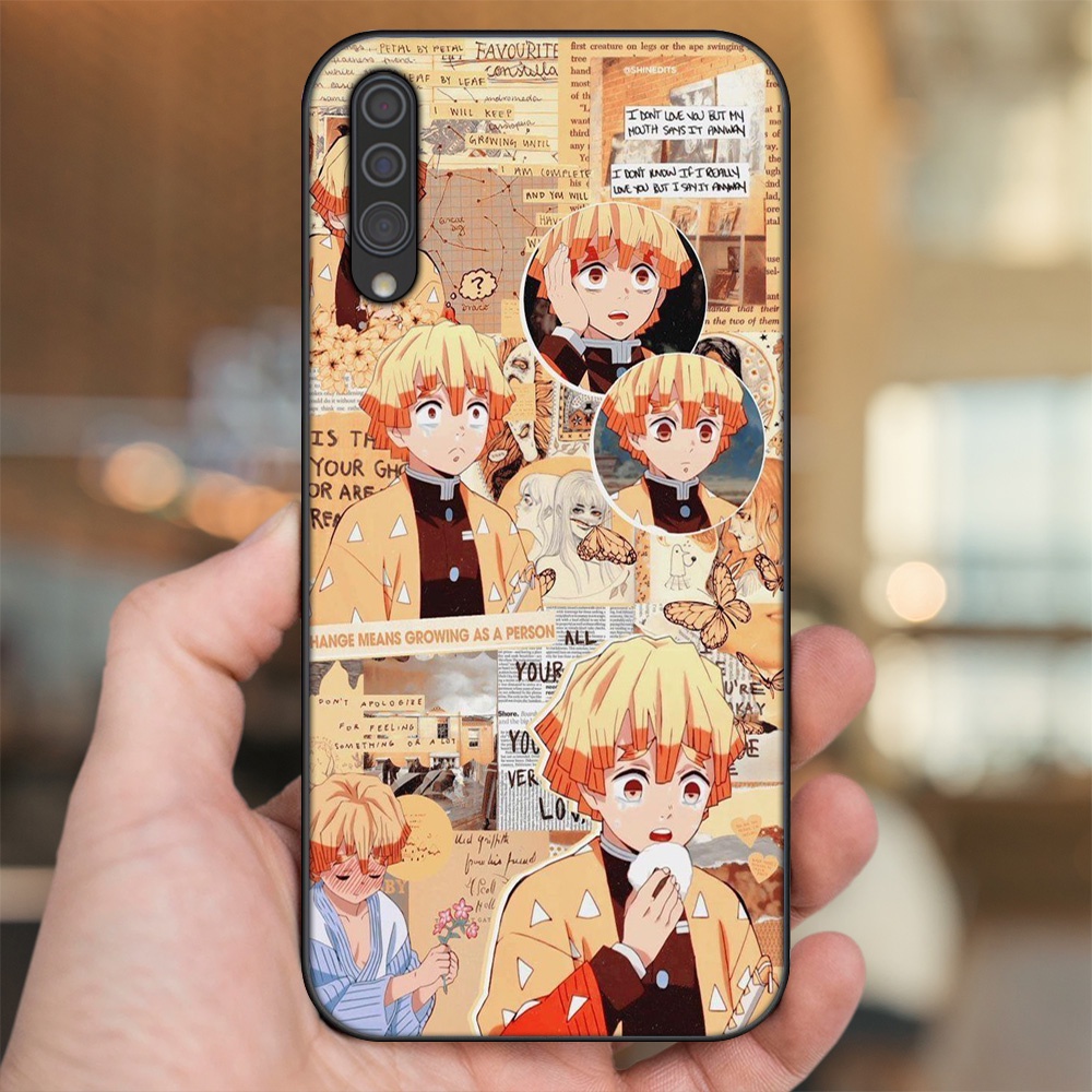 Ốp lưng Samsung A30S, A50, A50S, A70, A70S viền đen in hình Zenitsu Kimetsu no Yaiba