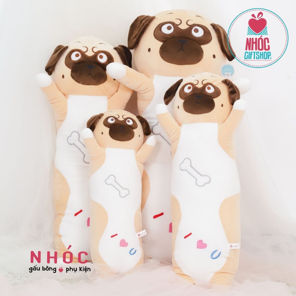 Gối ôm chó Pug thêu xương lông mịn TC Hàng Cao Cấp An Toàn Cho Bé Size Cực Đại (90cm) - NHÓC