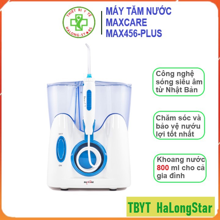 Máy Tăm Nước Sóng Siêu Âm Maxcare Max456 Plus Vệ Sinh Răng Miệng, răng niềng, lưỡi, Xoang Mũi hiệu quả HalongStar Store