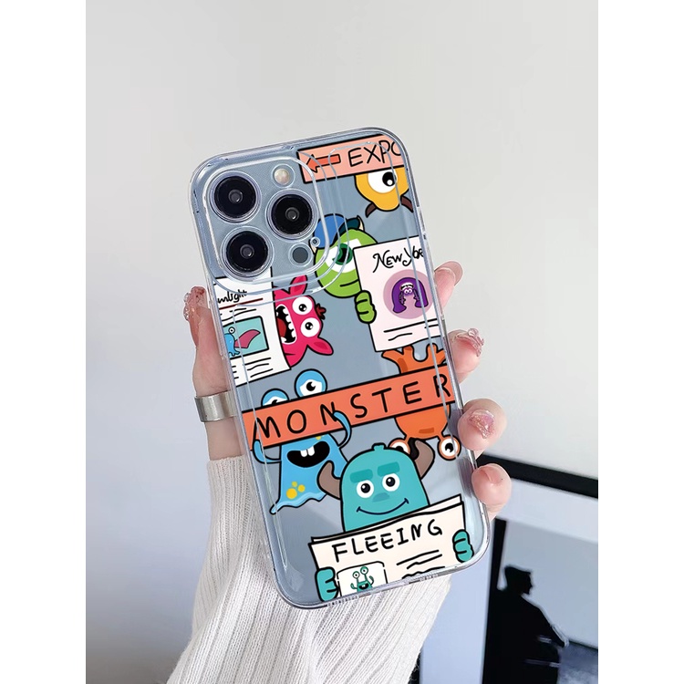 Ốp Điện Thoại TPU Hình Vuông Họa Tiết Quái Vật Cho Xiaomi Redmi Note 11 12 Pro 5G 11S 10 Pro 4G 10S Redmi 12C 11A 10C 9C