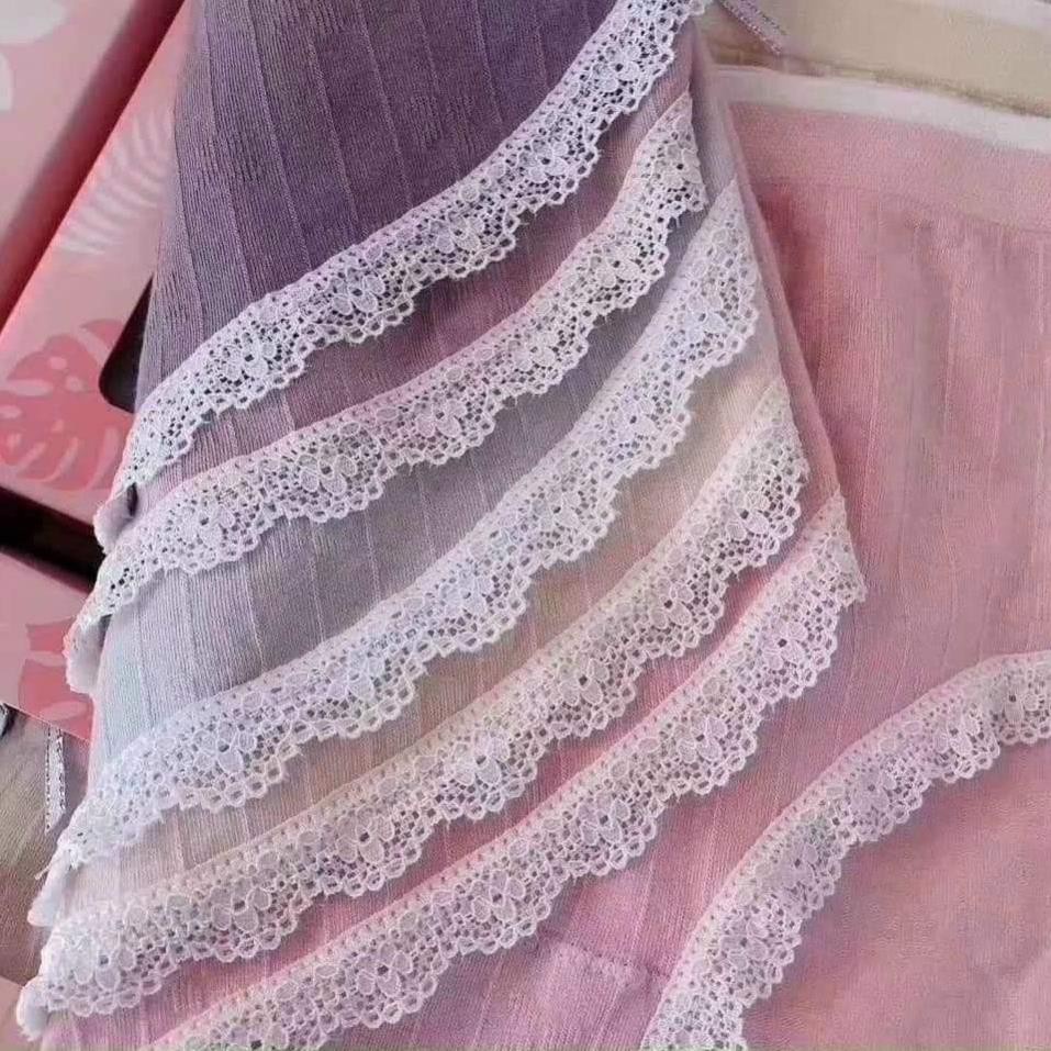 Hộp 5 quần lót cotton thiên nga kháng khuẩn siêu thấm hút định hình mông họa tiết ren co giãn 4 chiều thoáng mát Angola