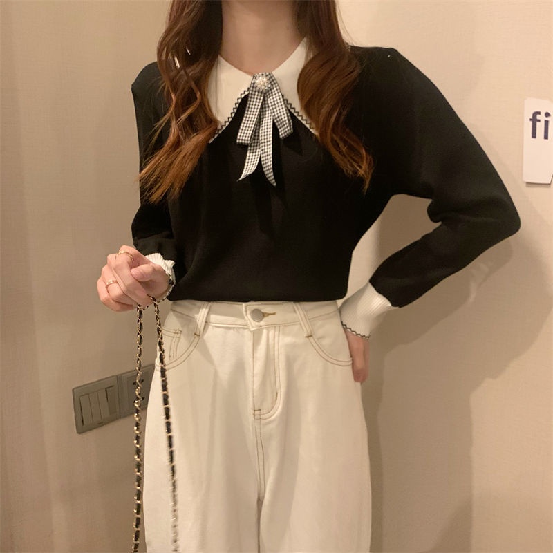 Áo Dệt Kim Dáng Ôm Đính Nơ Thời Trang Mùa Thu Hàng Mới Dành Cho Bạn Nữ