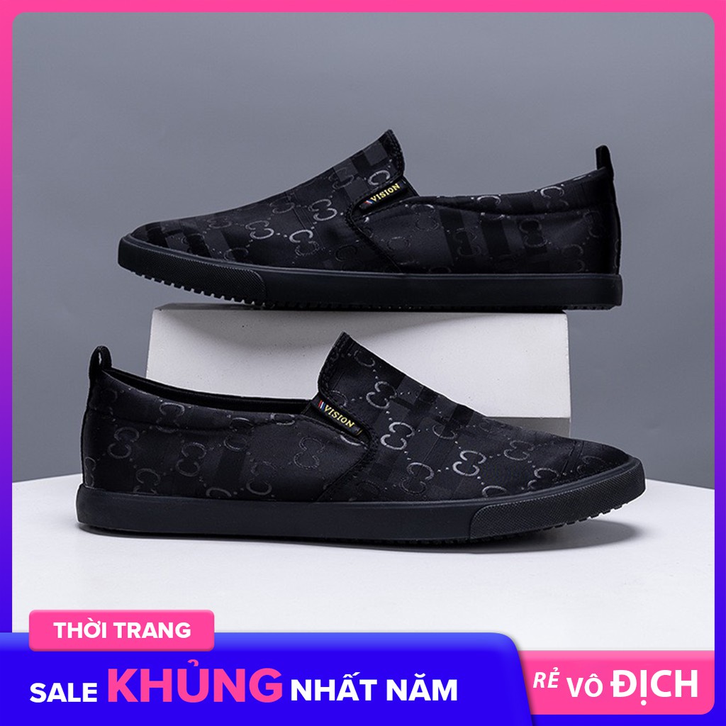 NEW SALE Giày Slipon Nam Giày Lười Nam Leyo A86 màu đen RẺ NHẤT