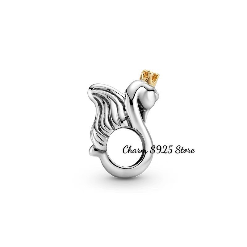 charm pan đôi thiên nga bạc s925 cao cấp