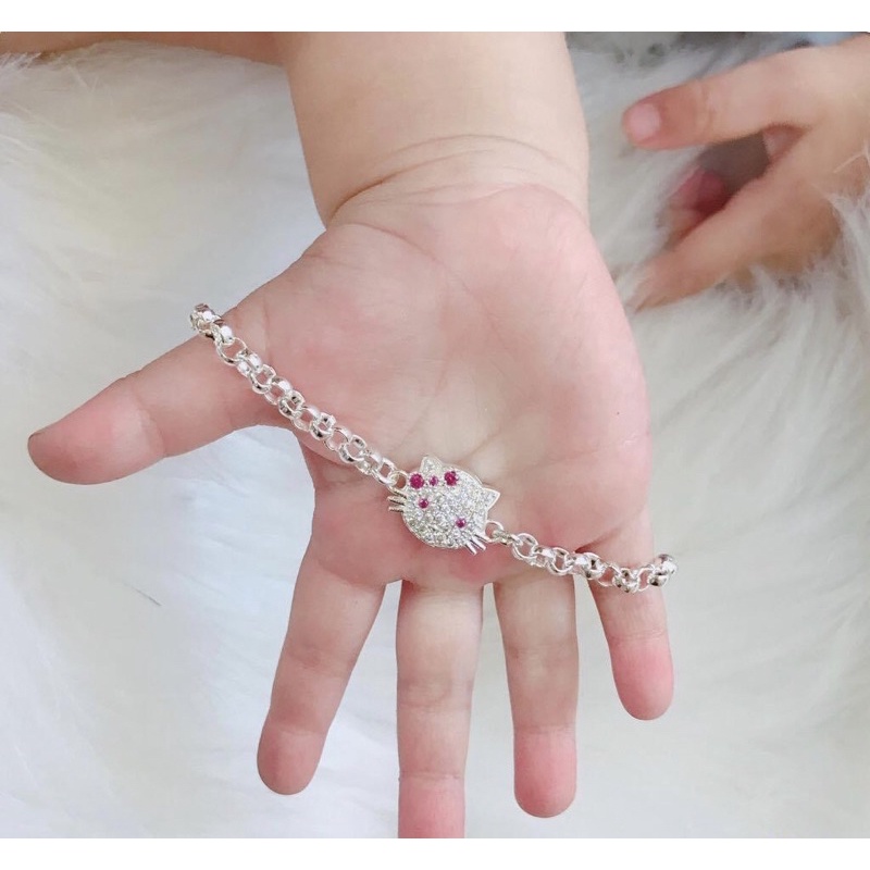 lắc BẠC TA NGUYÊN CHẤT mèo kitty cho bé