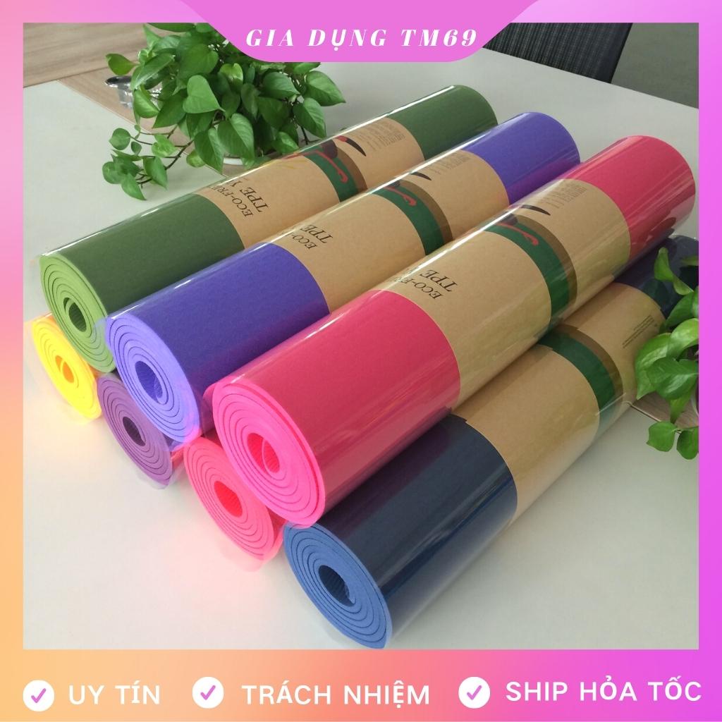 Thảm Tập Yoga Chống Trượt TPE Dày 2 Lớp 6mm Cao Su Cao Cấp Gym Thể Dục Tại Nhà