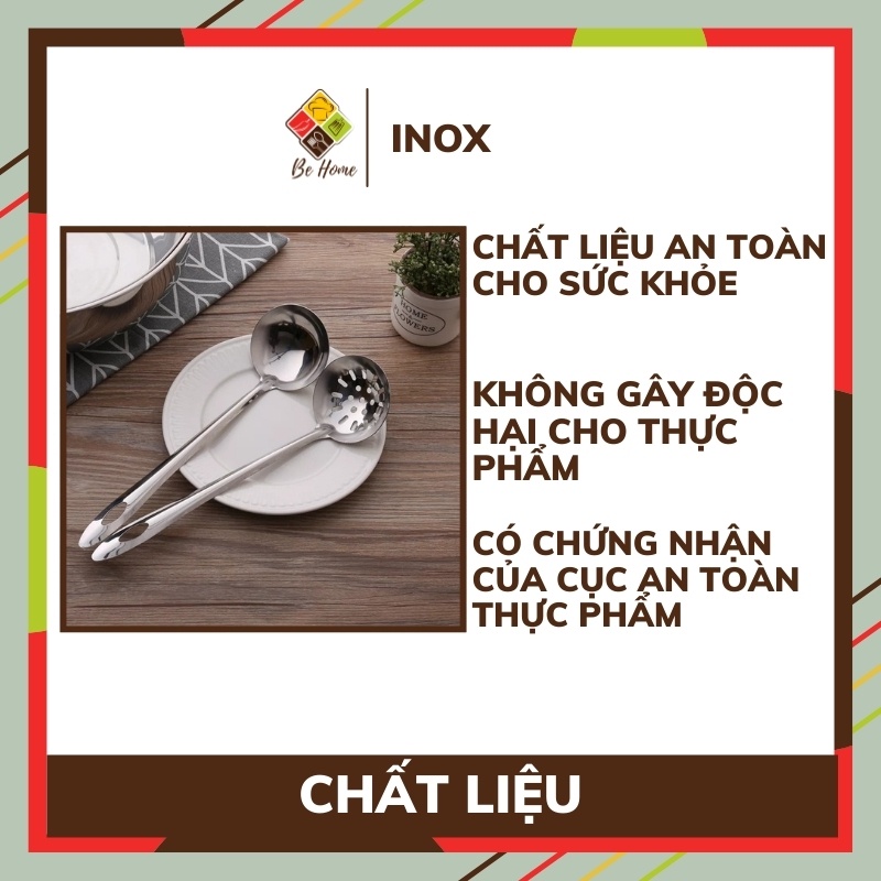 Muôi Múc Canh Muôi Thủng Inox 304 BEHOME Bộ Muôi Inox Cao Cấp Dày Dặn Chắc Chắn Cán Dài Cầm Chắc Tay