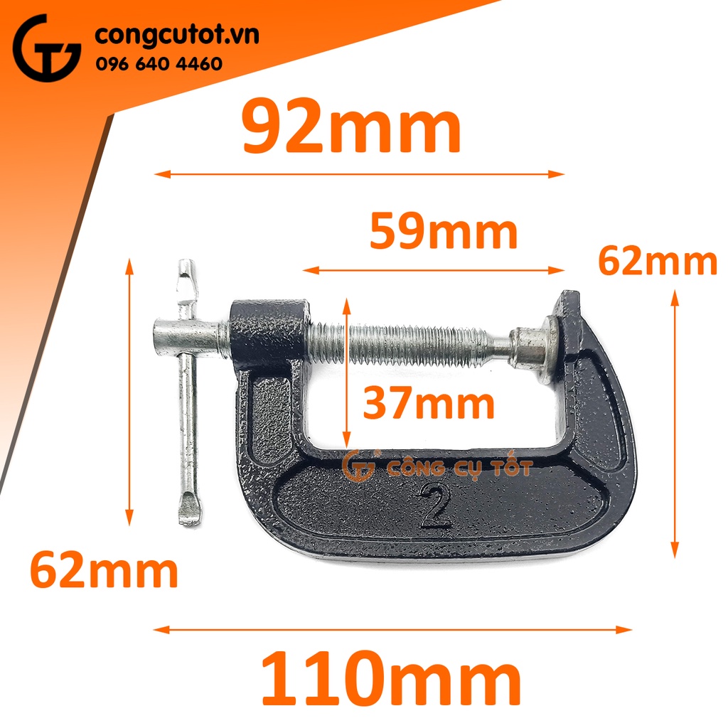 Vam chữ G màu đen 2 inch