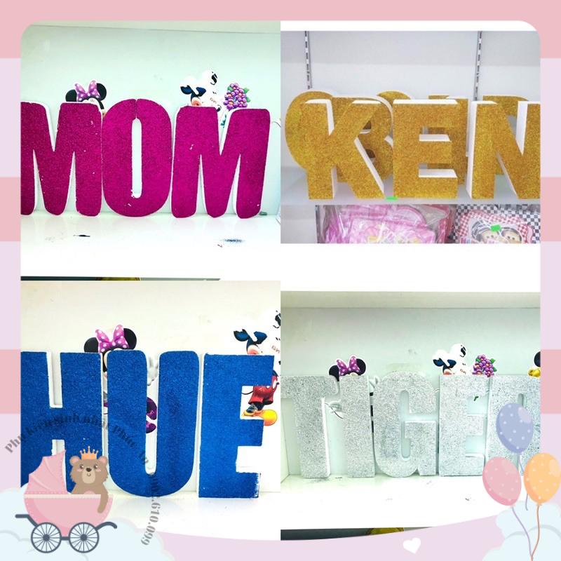 28 Chữ xốp kim tuyến để bàn tự đứng trang trí tiệc hpbd