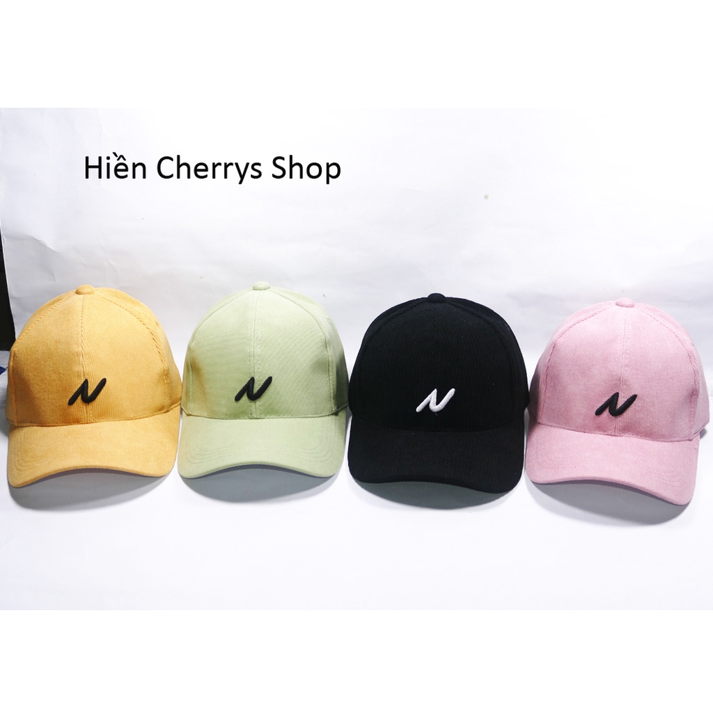 Nón kết thêu hình chữ N &amp; V chất liệu nhung tăm cao cấp form unisex nam nữ