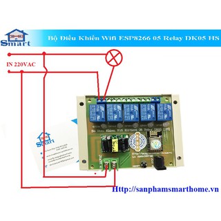 Bộ Điều Khiển Wifi ESP8266 05 Relay DK05 HS