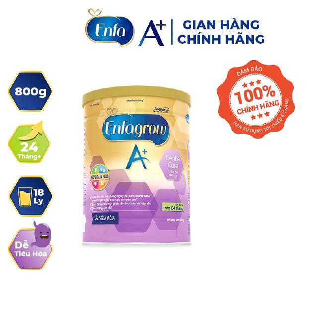[Mã FMCG80 giảm 10% đơn từ 400K] Sữa Bột Enfagrow A+ Gentle Care cho trẻ trên 24 tháng - 800g/lon