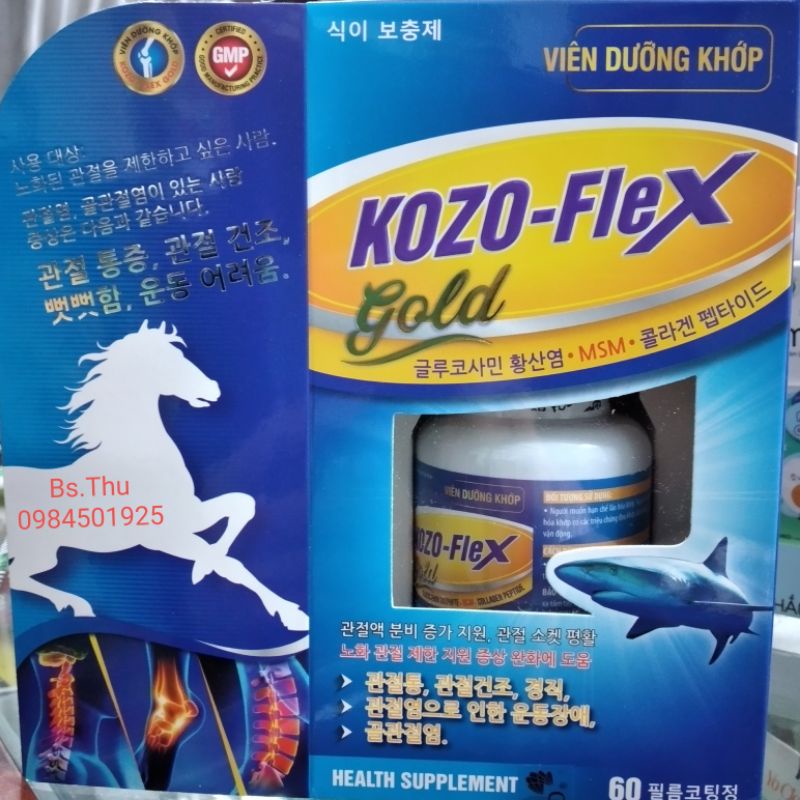 Viên dưỡng khớp KOZO FLEX GOLD lọ 60 viên Bổ sung đầy đủ các dưỡng chất giúp xương chắc khỏe, giảm thoái hóa các khớp