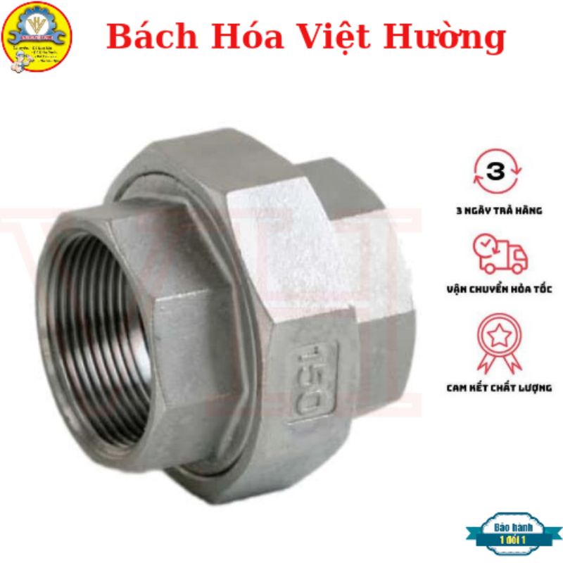 Rắc co thép mạ kẽm, rắc nối 2 đầu ren DN20, 25mm, 32mm, phụ kiện ống kẽm dùng cho ống nước, khí, gas...có gioăng cao su