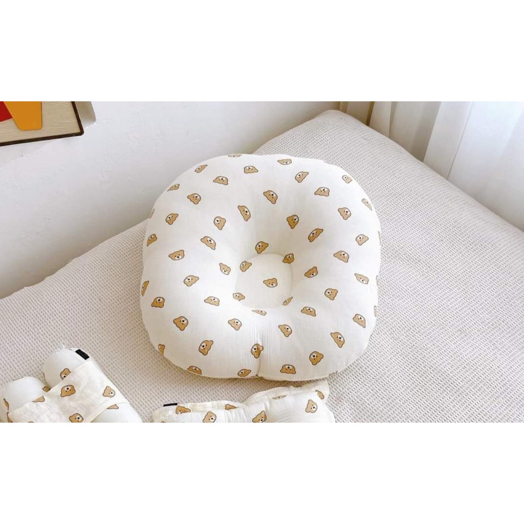 Gối chống trào ngược cho bé Thị Nắng Store chất liệu vải Muslin cao cấp thông thoáng thấm hút tốt an toàn cho bé