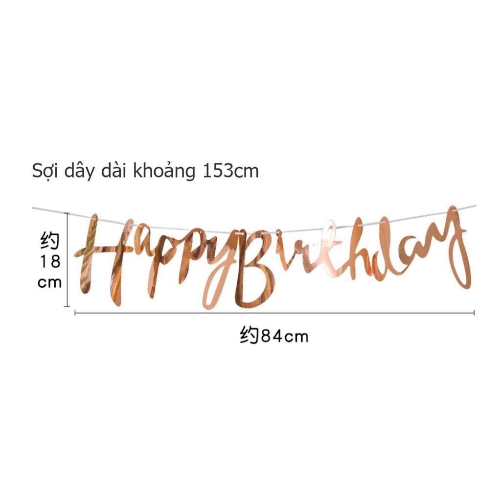 Cờ dây trang trí sinh nhật  Happy Birthday Ép Kim đủ màu !