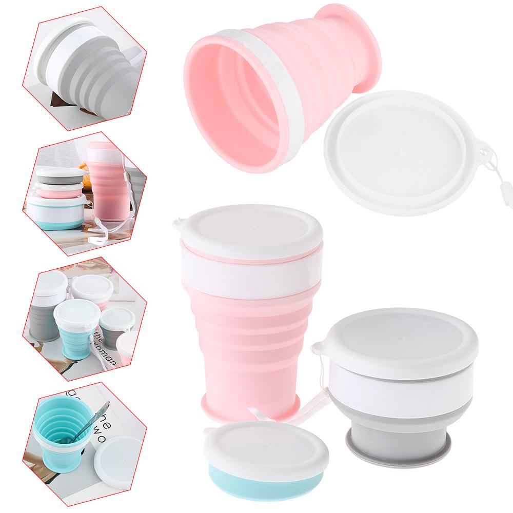 WTTLE Cốc Uống Nước Silicone Có Thể Gấp Lại Được, Dung Tích 100 / 200 / 350ml