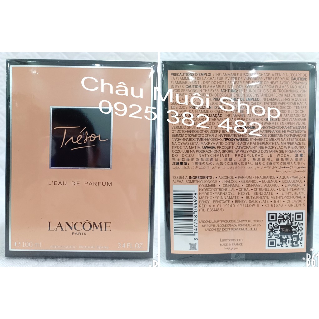 Nước Hoa Lancôme Paris Trésor -100ml - Hàng Xách Tay Mỹ