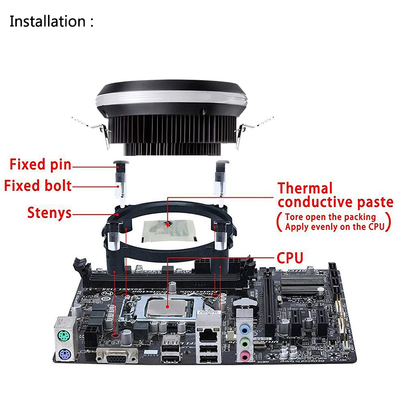 Aigo CPU Cooler 120mm PWM Fan 12V 4Pin RGB Air CPU Cooling Computer LGA 1150 1151 1155 1366 I3 I5 I7 AM3 AM4 Quiet PC CPU Cooler