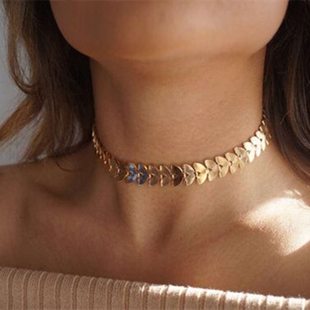 Vòng Cổ Choker Bằng Hợp Kim Họa Tiết Chiếc Lá Phong Cách Punk Cá Tính Cho Nữ