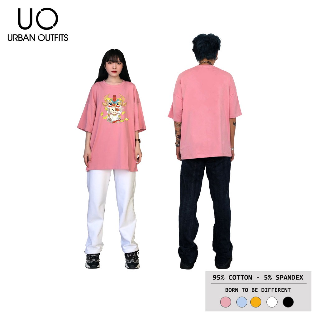 Áo Thun Tay Lỡ Nam Nữ Form Rộng URBAN OUTFITS In Mèo Thần Tài ATO26 Unisex phong cách ulzzang 100% Cotton