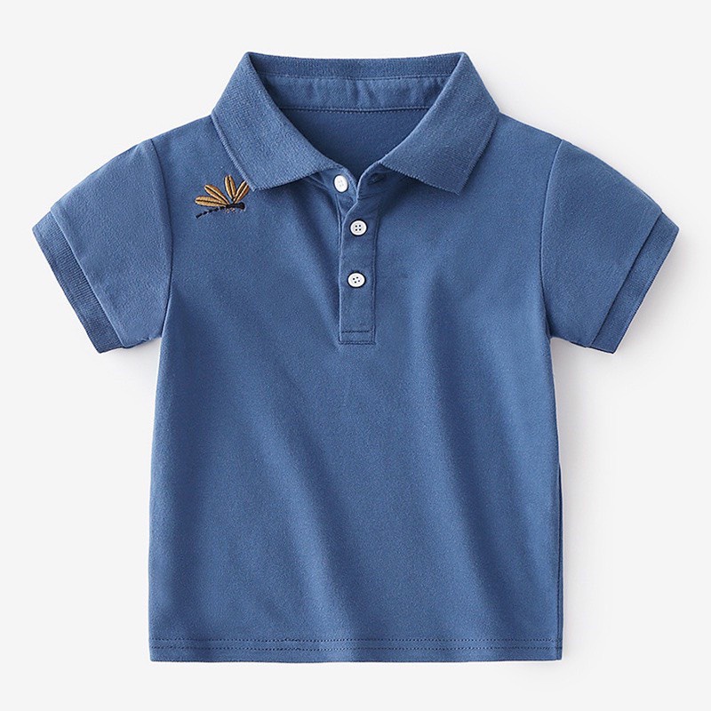 Áo thun cộc tay cho bé, Áo polo có cổ thêu hình Chuồn Chuồn cho bé trai - Kids House