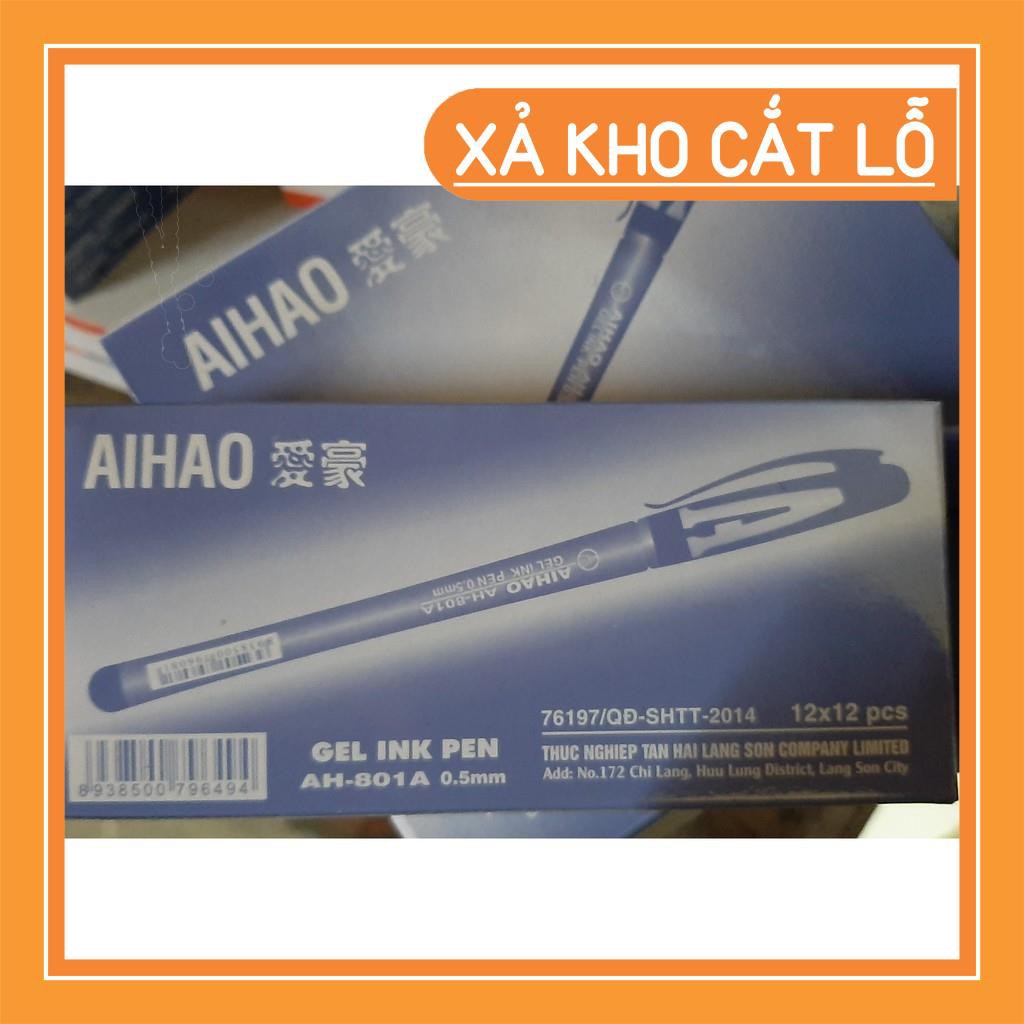 Hộp 12 bút bi nước chữ A AIHAO AH-801A ngòi 0.5 mm  (Xanh- đỏ-đen)