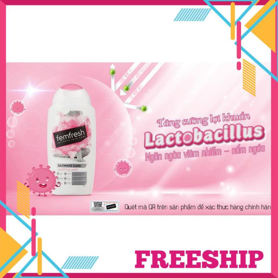 Dung dịch vệ sinh phụ nữ Femfresh Soothing Wash - Màu trắng hồng - 250 ml - Nhập khẩu Anh