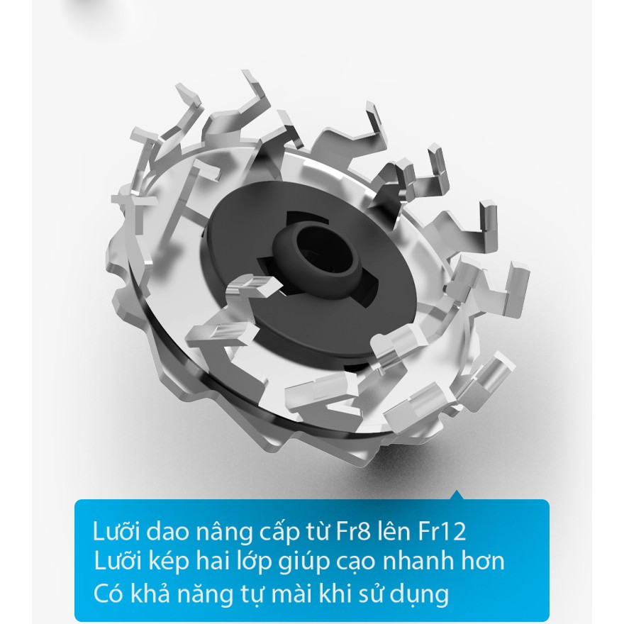 Lưỡi máy cạo râu Flyco Fr12 - Lưỡi đa kép, cạo sát chân, tự mài dùng cho mã Fs901, 903