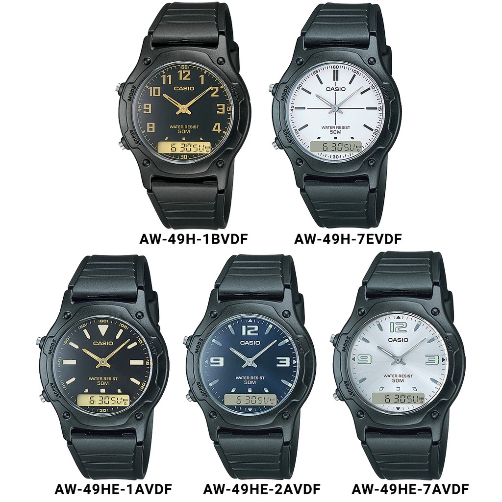 Đồng hồ nam dây nhựa Casio Anh Khuê AW-49 Series