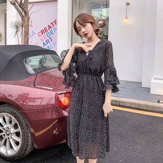 (HÀNG ORDER) Váy chấm bi tay xoè( sẵn váy đỏ dáng dài sz M)