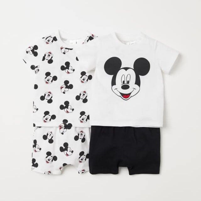 Set 2 bộ HM cotton mickey bé 👦🏻