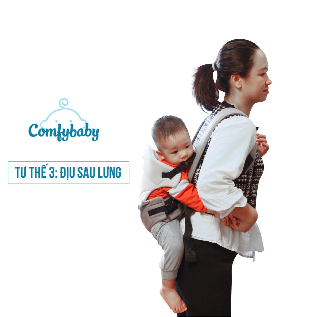 Địu ngồi 3 tư thế  𝑭𝒓𝒆𝒆𝒔𝒉𝒊𝒑  Địu 3 tư thế comfy baby gọn nhẹ siêu thoáng khí dành cho bé yêu - ĐEN