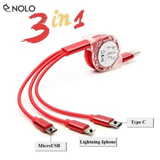 CÁP RÚT 3 ĐẦU TIỆN LỢI/ MICRO USB/IPHONE/TYPC/ CAP SẠC