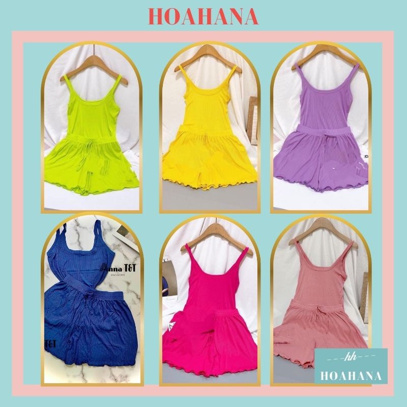 Bộ ngủ 2 dây thun tăm chất mát lạnh, Sét đồ ngủ hai dây sexxy co giãn TT - HOAHANA | BigBuy360 - bigbuy360.vn