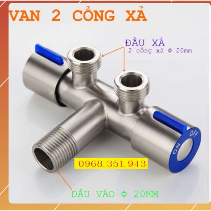 Bộ xịt vệ sinh Inox 304 kèm van khóa nước thông minh 2 khóa 2 đầu ra