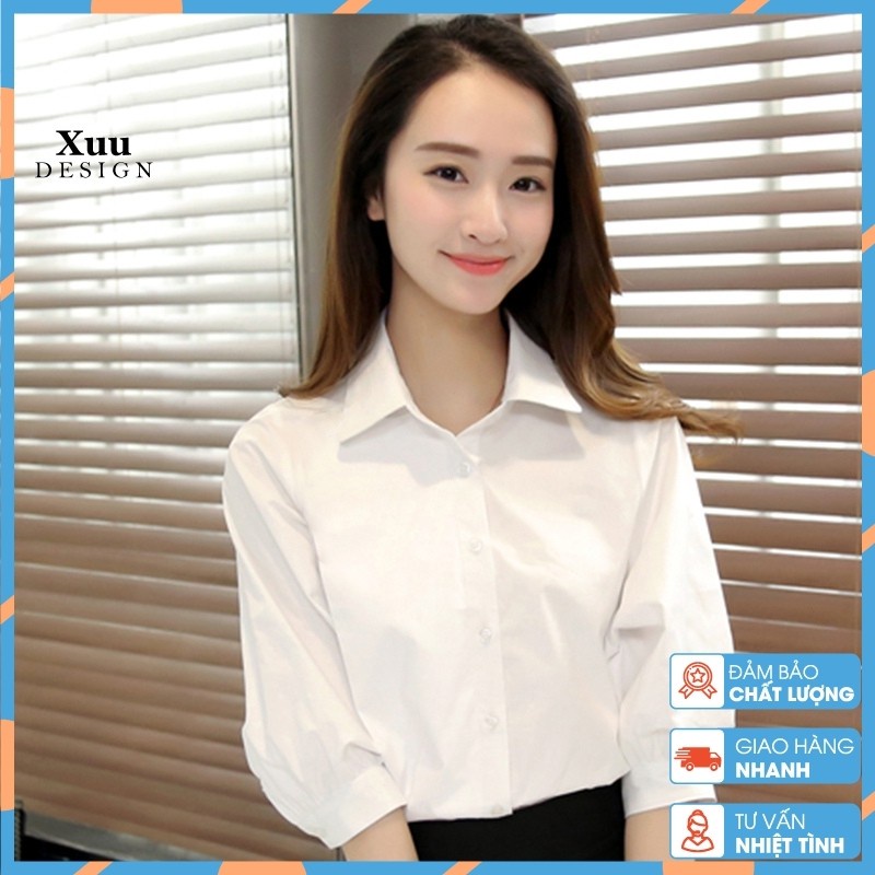 Áo sơ mi nữ tay lỡ 💖Xuu Design💖 Áo kiểu nữ chất vải mềm không nhăn dáng suông thoáng mát -SM10 - Hàng nhập khẩu