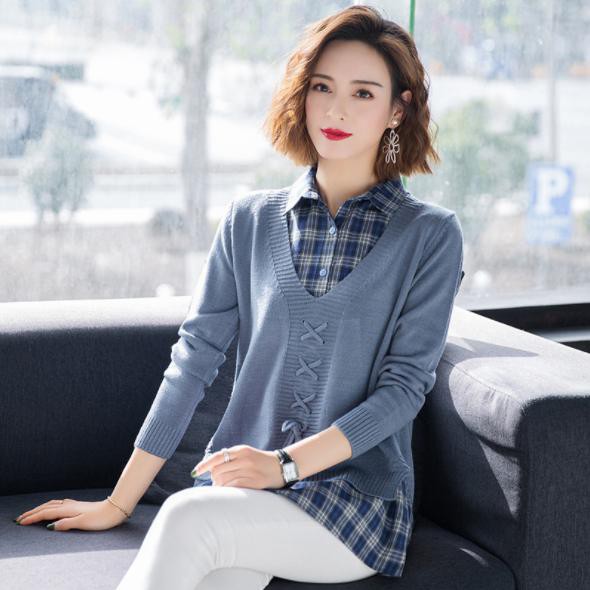 Áo len nữ dáng ngắn mix sơ mi cá tính mới nhất 2020 | BigBuy360 - bigbuy360.vn