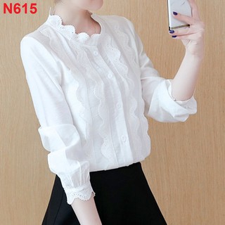 Áo Sơ Mi Nữ Áo Nữ Áo Kiểu Phối Ren Akara N615