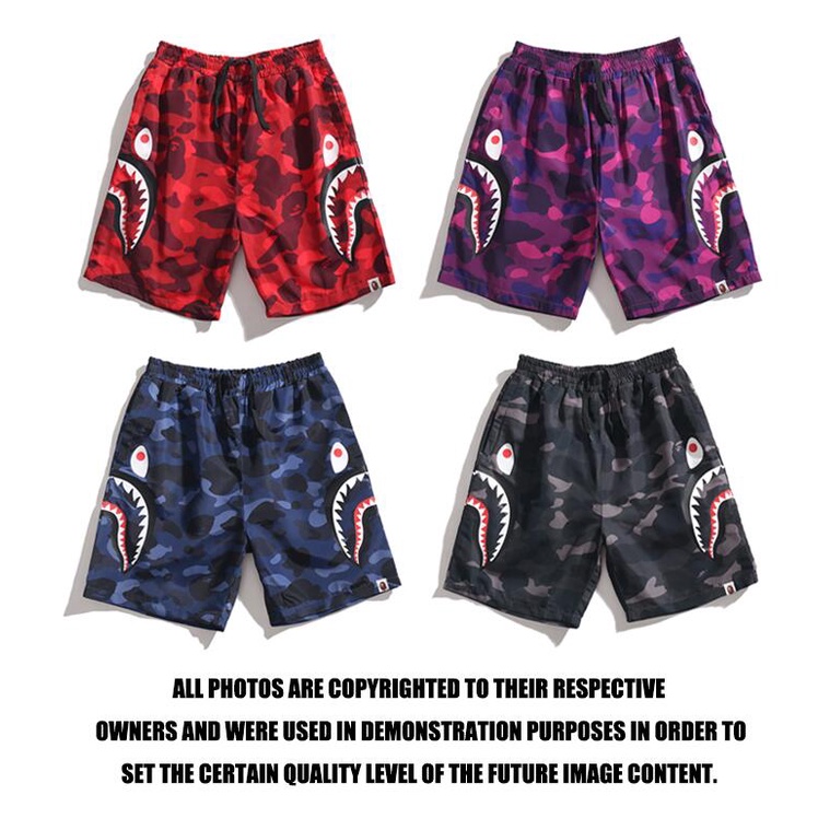 Bape thời trang in cotton unisex quần short giản dị