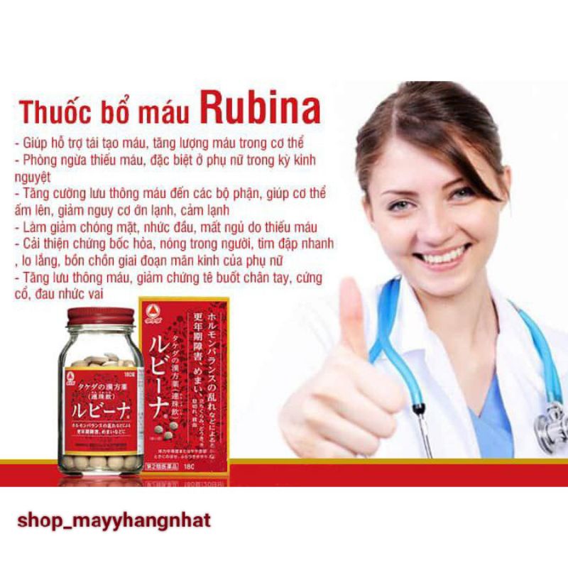 VIÊN UỐNG BỔ MÁU RUBINA 180 VIÊN NHẬT BẢN