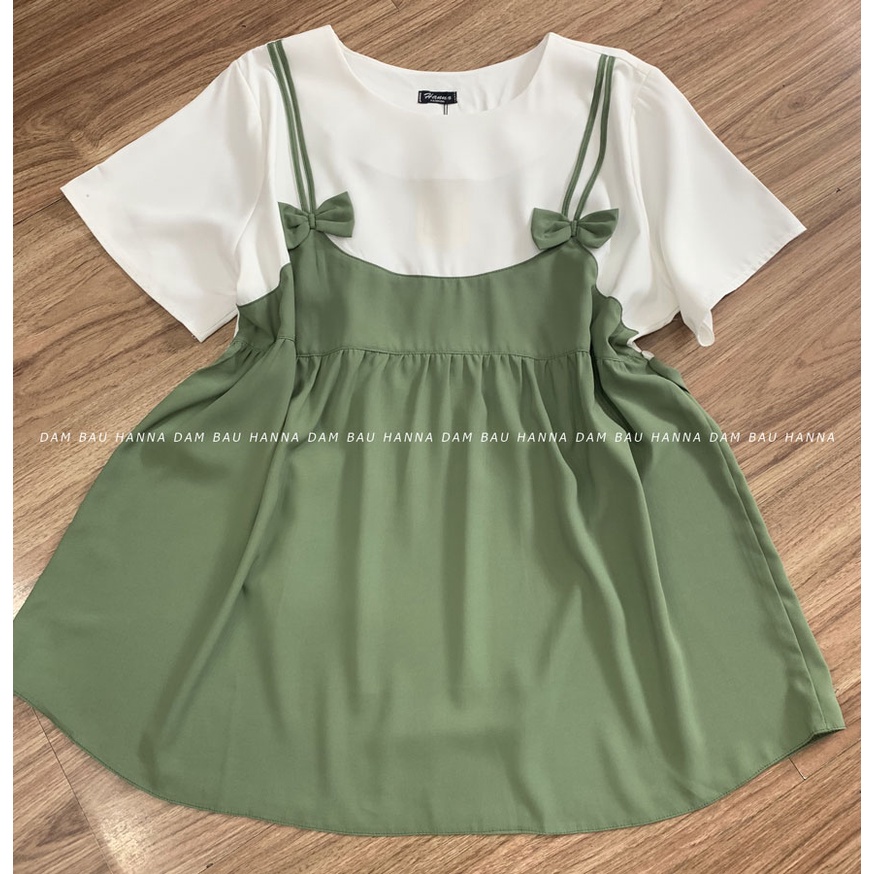 [SIZE 60-100KG] Áo bầu giả yếm big size dễ thương cho mẹ trẻ có size 100kg áo mềm mát không nhăn vải cao cấp