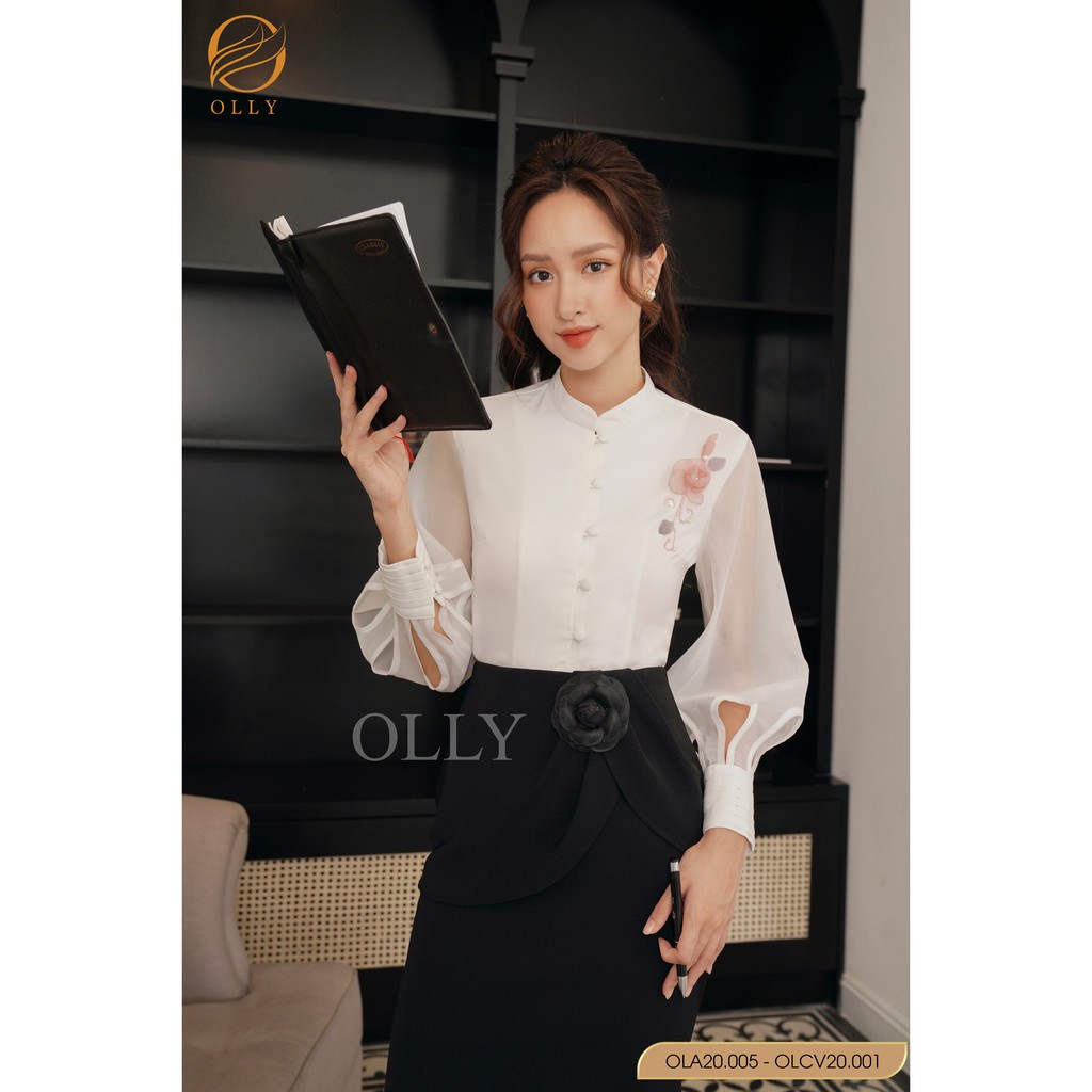 Chân váy tà lệch đính hoa_OLLY_ OLCV20.001 | BigBuy360 - bigbuy360.vn
