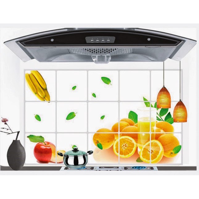 Giấy dán tường nhà bếp, miếng dán bếp chống bắn dầu mỡ, chịu nhiệt cao Hiwi