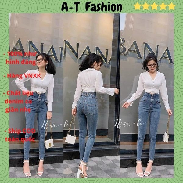 Quần Jean Nữ Lưng Cao ❤️FREESHIP❤️ Quần Bò Nữ Mẫu Mới Ôm Dáng Xinh Xắn Thời Trang Chuẩn Hàng Shop A-T Fashion - QJNU39