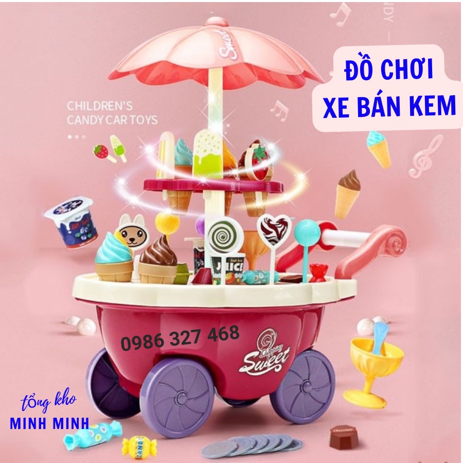 Đồ Chơi Xe Đẩy Bán Kem 2 Tầng Loại To Có Đèn, Có Nhạc Cho Bé Vui Chơi Và Khám Phá