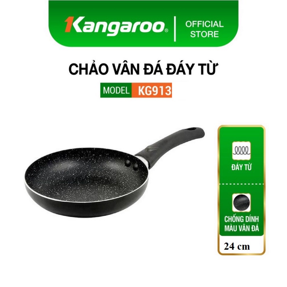 Chảo vân đá đáy từ Kangaroo KG913 24cm-Hàng Chính hãng