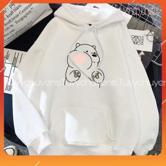 Hoodie nữ TUVYSHOP Áo hoodie gấu má phính nỉ cotton trần bông dày ấm nhiều màu