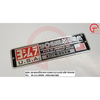 MIẾNG TEM NHÔM CHỮ YOSHIMURA HÌNH CHỮ NHẬT MADE IN USA, CHỐNG NƯỚC,TẶNG KÈM MIẾNG TEM DECAL DÁN XE.
