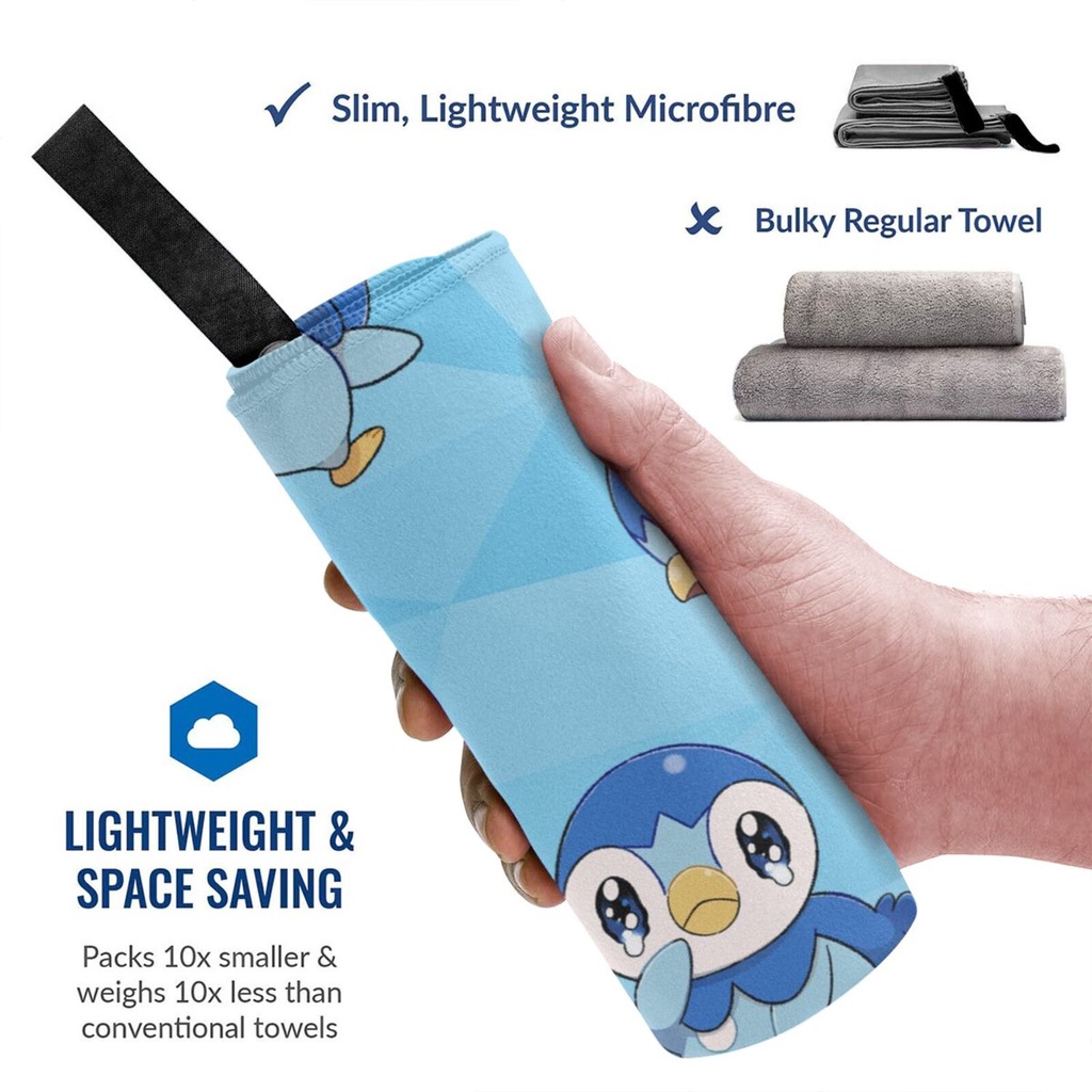 Khăn Tắm Vi Sợi Nhanh Khô 80x40cm 16x31.5in Hình Pokemon Piplup